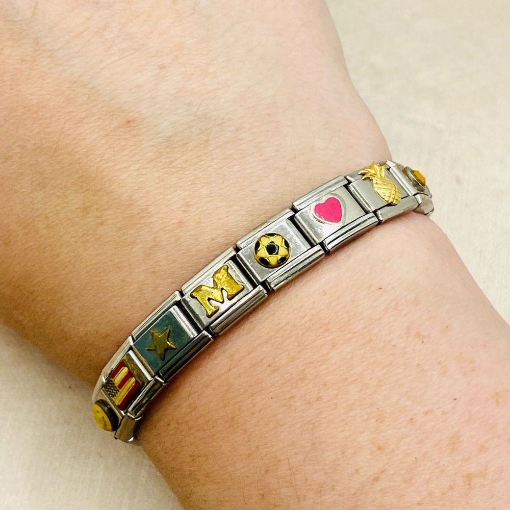 EUC Puzzle Collection Italy Link Charm Bracelet w/ Custom Charms